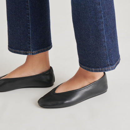 Dolce Vita Braidy Black Leather Ballet Flats