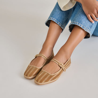 Dolce Vita TAMEKA BALLET FLATS TAN STRIPE MESH