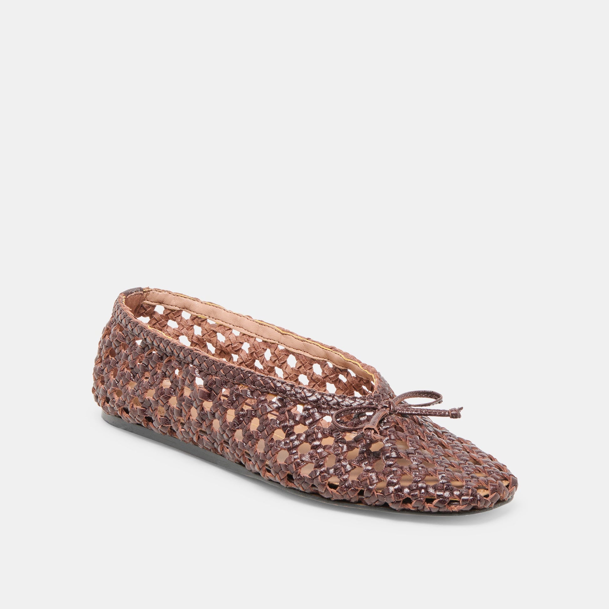 Dolce Vita Edda Brown Woven Leather Ballet Flats