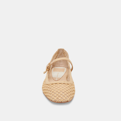 Dolce Vita REYES WIDE BALLET FLATS LT NATURAL WOVEN RAFFIA