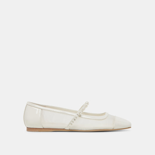 Dolce Vita ROLLIN PEARL BALLET FLATS WHITE MESH