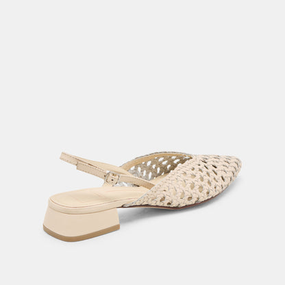 Dolce Vita Birdie Off White Woven Leather Flats