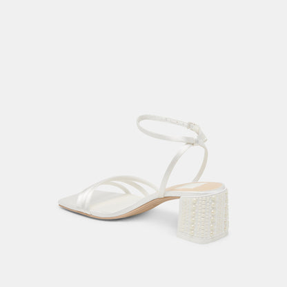 Dolce Vita YSABEL PEARL HEELS TRUE WHITE SATIN