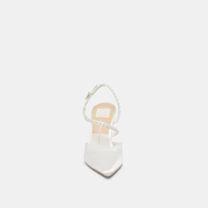 Dolce Vita KAMRA PEARL HEELS TRUE WHITE SATIN