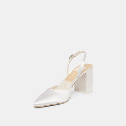 Dolce Vita Carel True White Satin High Heels