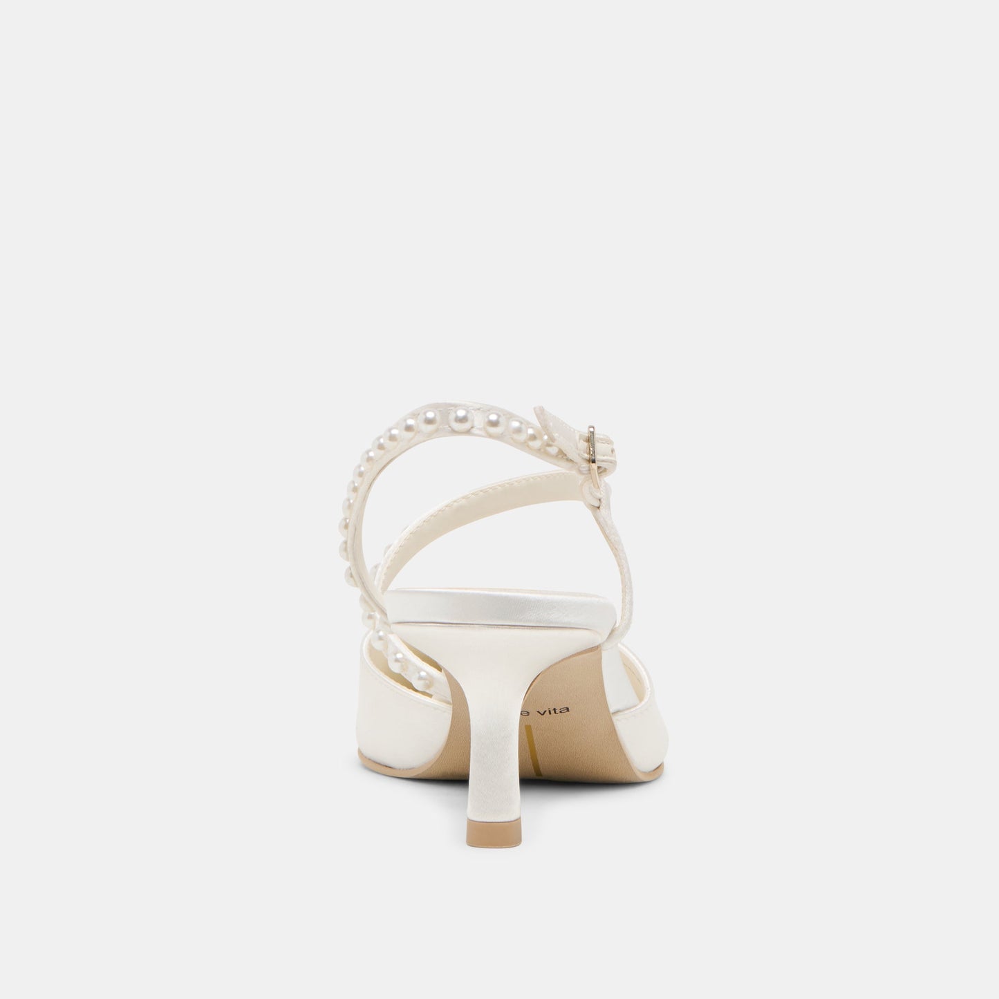 Dolce Vita Kamra Pearl True White Satin Mid Heels