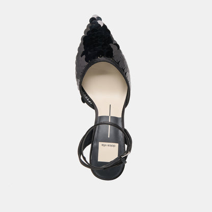 Dolce Vita Elizza Confetti Onyx Woven Mesh Heels