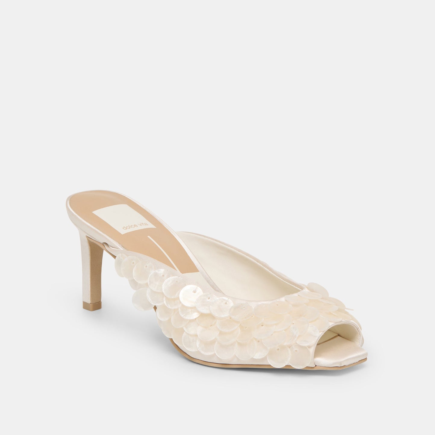Dolce Vita Samary Confetti Off White Satin Heels