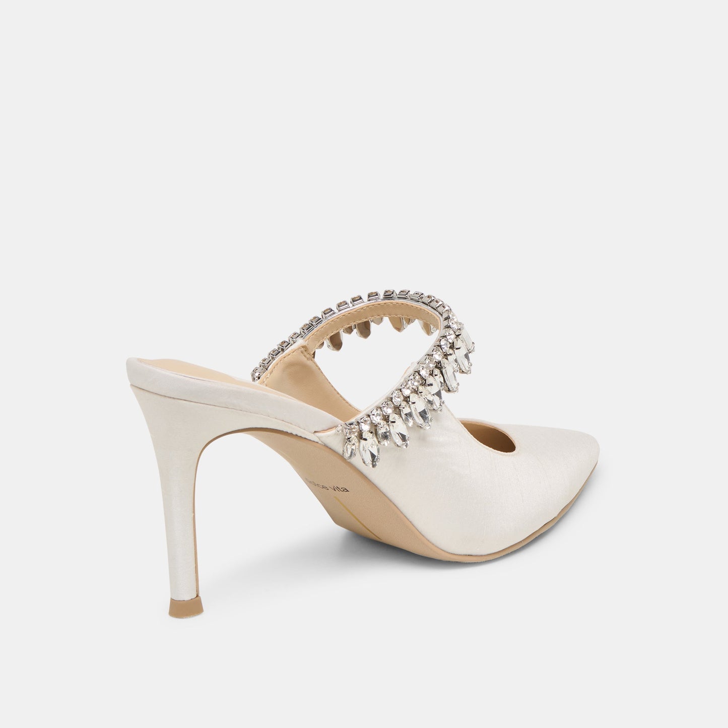 Dolce Vita Keli Crystal White Satin Heels