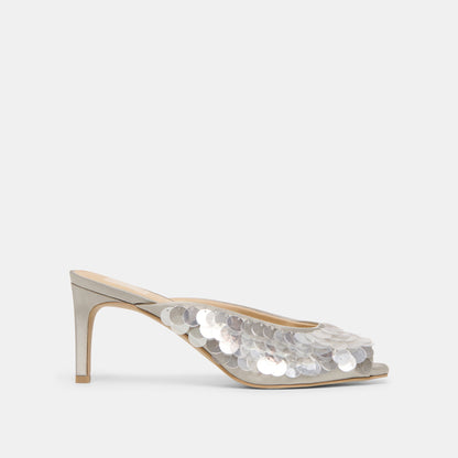 Dolce Vita Samary Confetti Silver Satin Heels