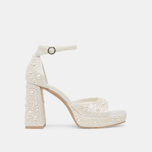 Dolce Vita PANDRO PEARL HEELS TRUE WHITE SATIN