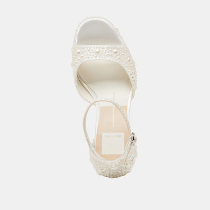 Dolce Vita PANDRO PEARL HEELS TRUE WHITE SATIN