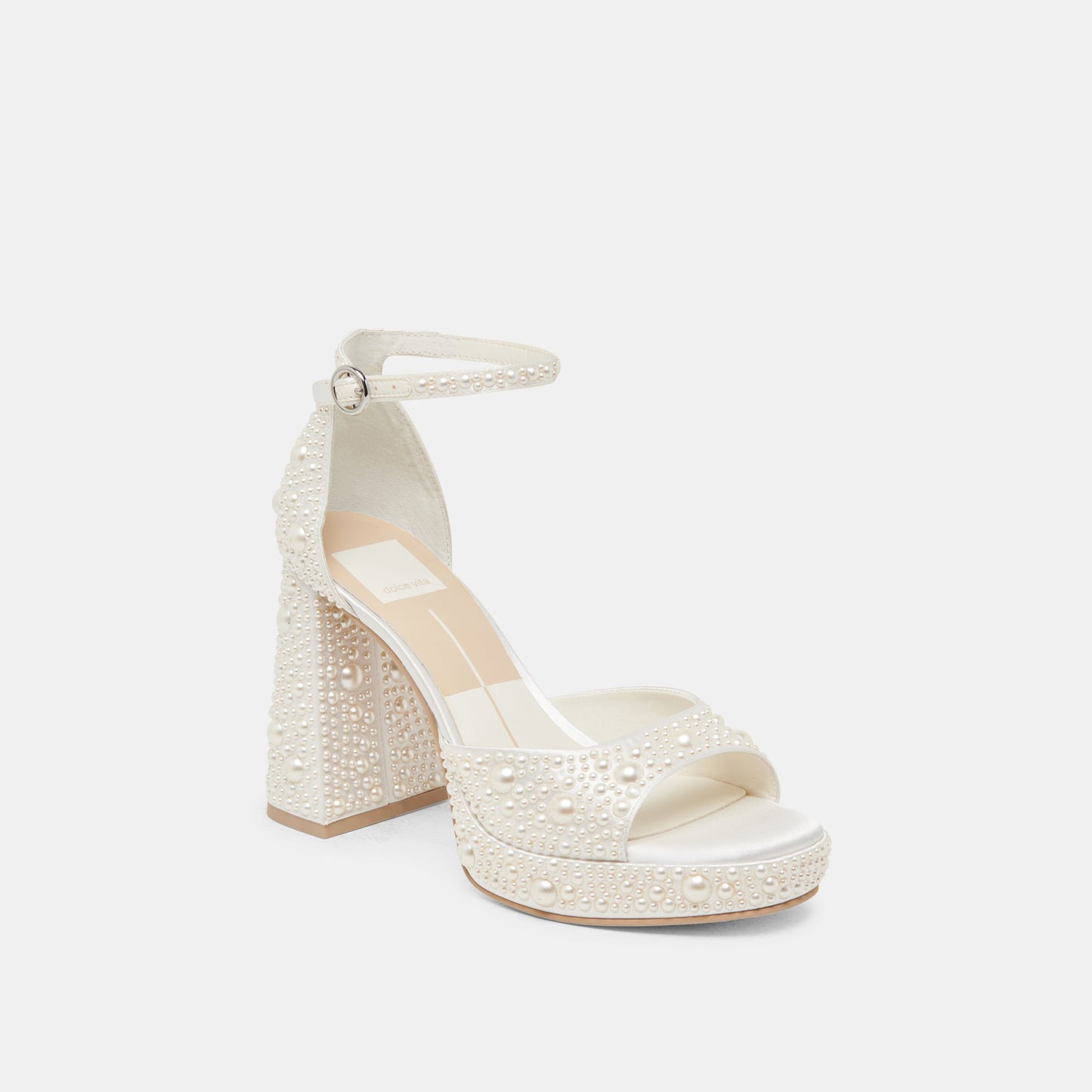 Dolce Vita PANDRO PEARL HEELS TRUE WHITE SATIN