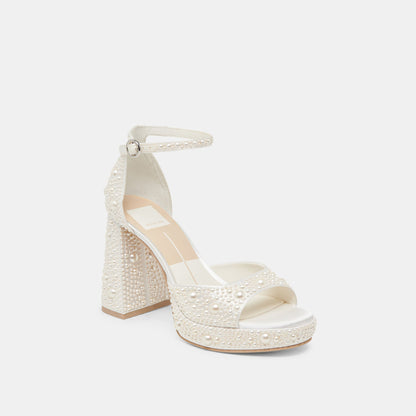 Dolce Vita PANDRO PEARL HEELS TRUE WHITE SATIN