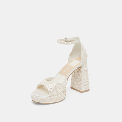 Dolce Vita PANDRO PEARL HEELS TRUE WHITE SATIN