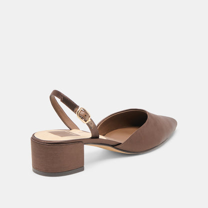 Dolce Vita Carel Dk Brown Satin Heels