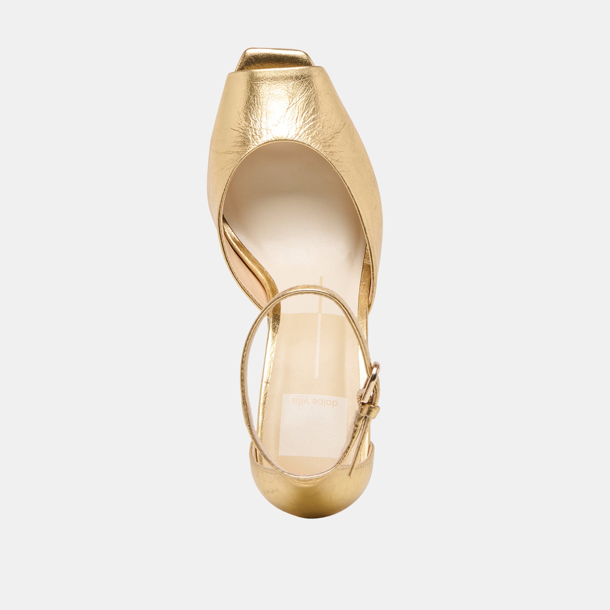 Dolce Vita Serlo Gold Crinkle Patent Heels