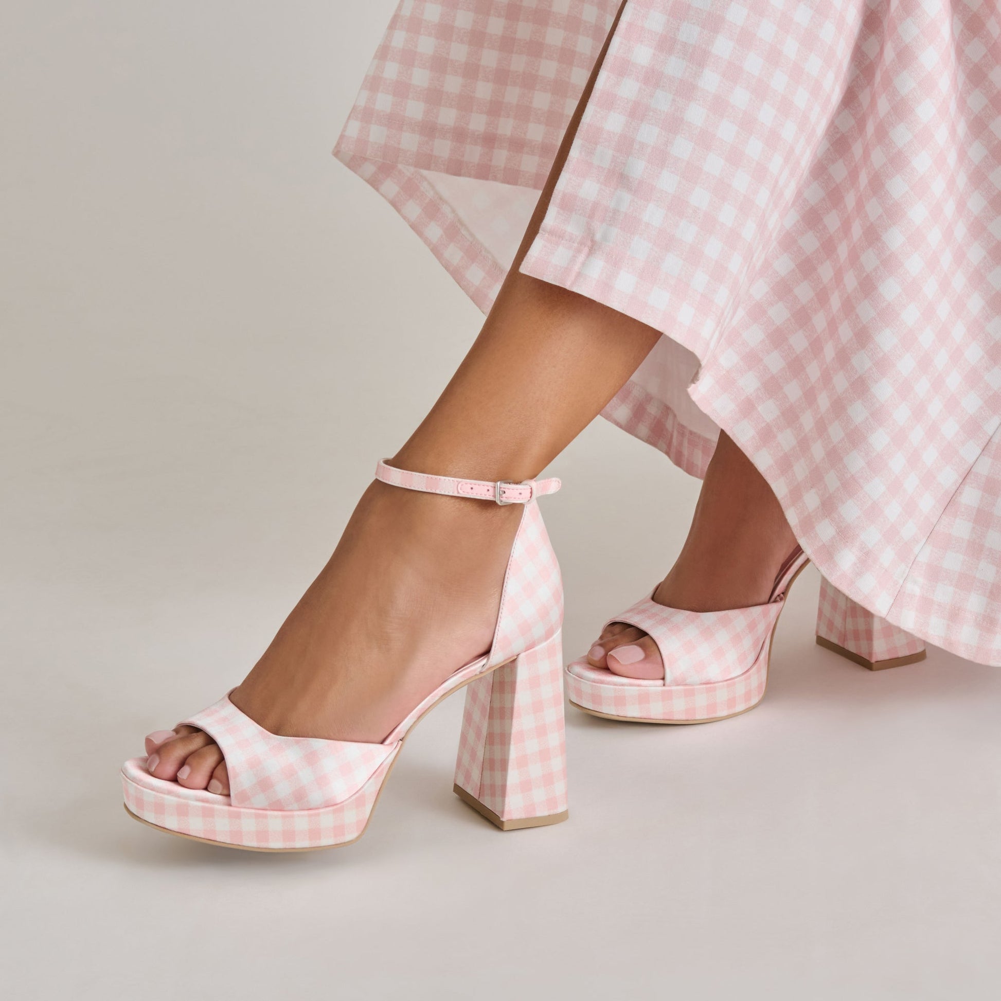 Dolce Vita Reyes X Byrdie Golf Pink Plaid Gingham Heels