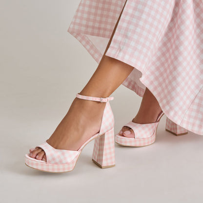 Dolce Vita Reyes X Byrdie Golf Pink Plaid Gingham Heels