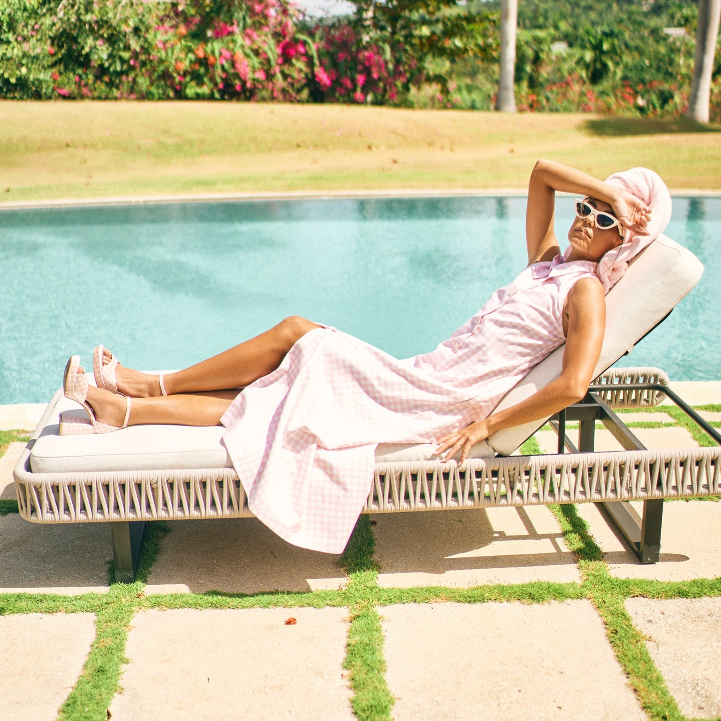 Dolce Vita Reyes X Byrdie Golf Pink Plaid Gingham Heels