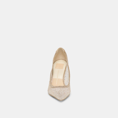 Dolce Vita Kashe Crystal Lt Gold Mesh Heels