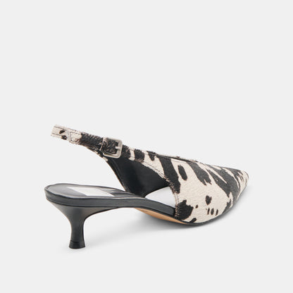 Dolce Vita Alenna Black White Taurus Calf Hair Heels