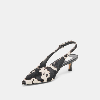 Dolce Vita Alenna Black White Taurus Calf Hair Heels