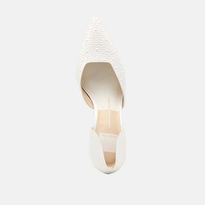 Dolce Vita Eloy Pearl Off White Satin Heels