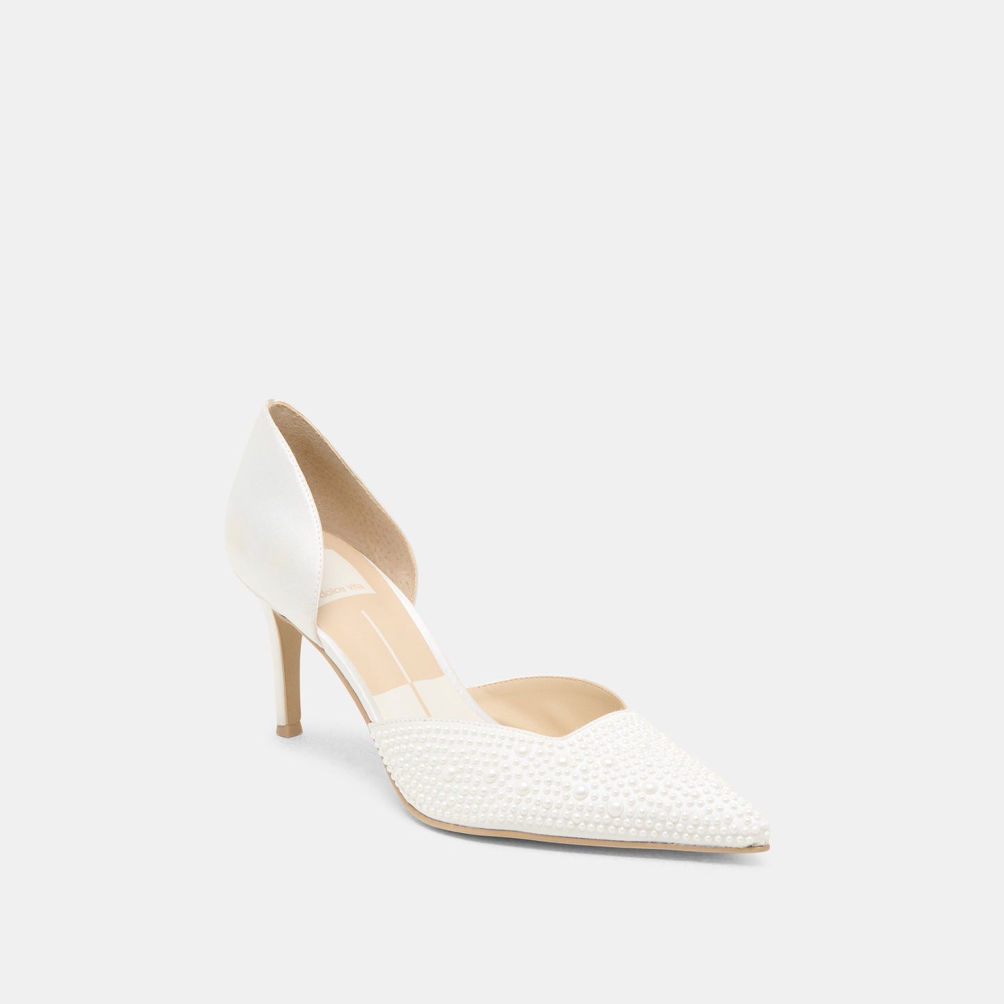 Dolce Vita Eloy Pearl Off White Satin Heels
