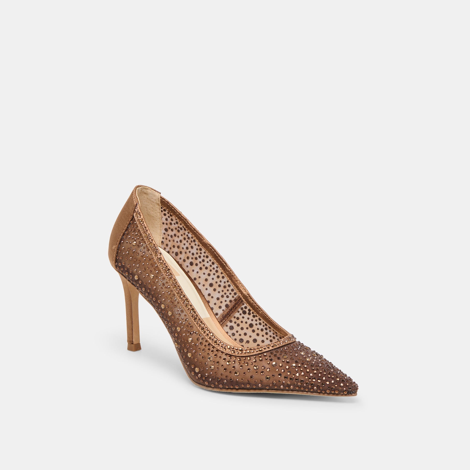 Dolce Vita Kashe Crystal Mid Brown Mesh Heels
