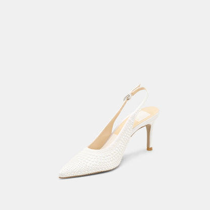 Dolce Vita Elasi Pearl Off White Satin Heels