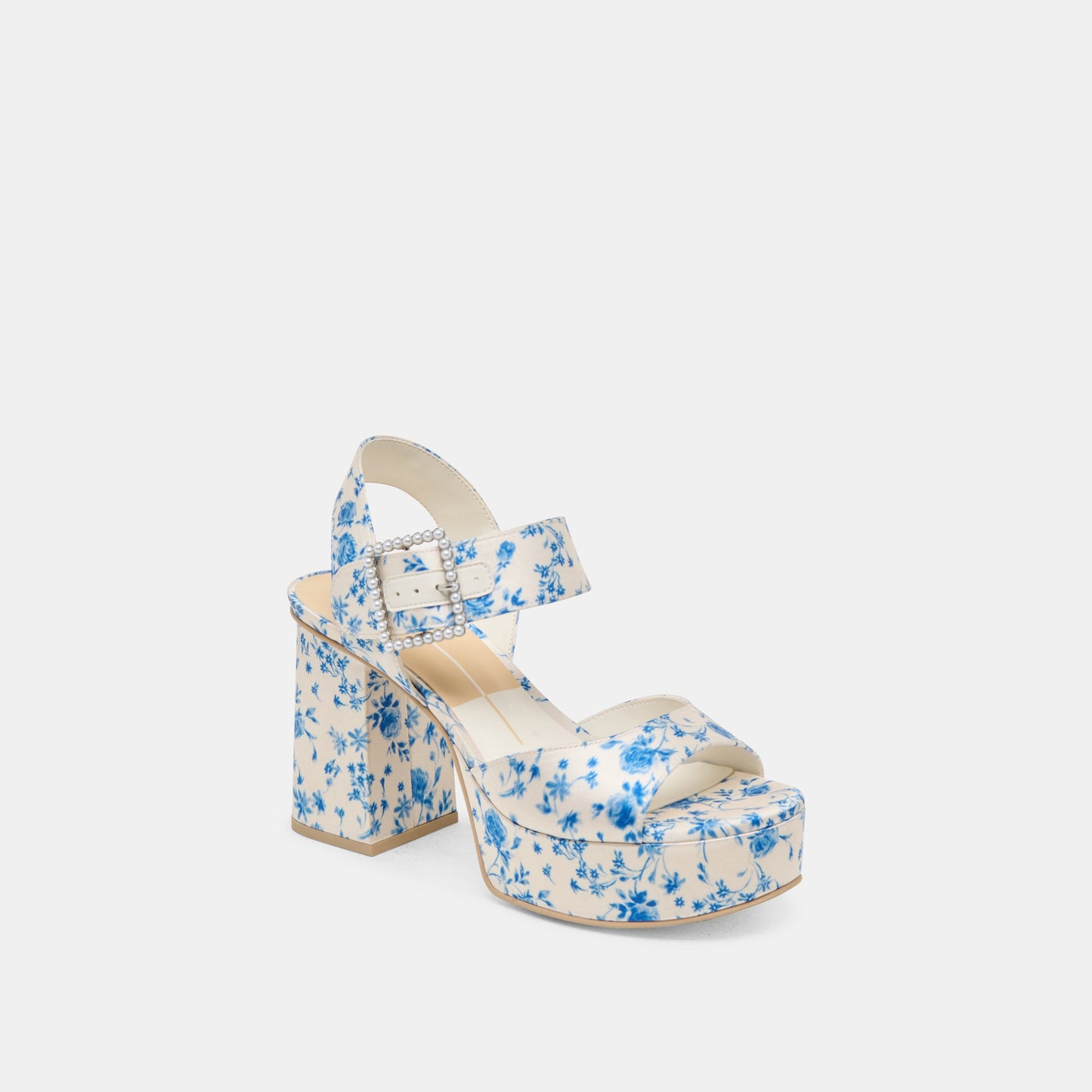 Dolce Vita Bobby Pearl Blue Floral Satin Heels