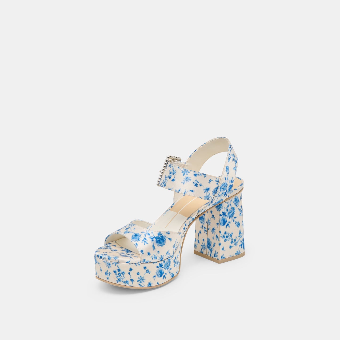 Dolce Vita Bobby Pearl Blue Floral Satin Heels