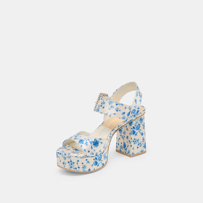 Dolce Vita Bobby Pearl Blue Floral Satin Heels