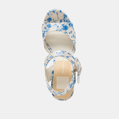 Dolce Vita Bobby Pearl Blue Floral Satin Heels
