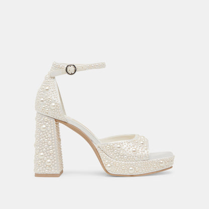Dolce Vita PANDRO PEARL WIDE HEELS TRUE WHITE SATIN
