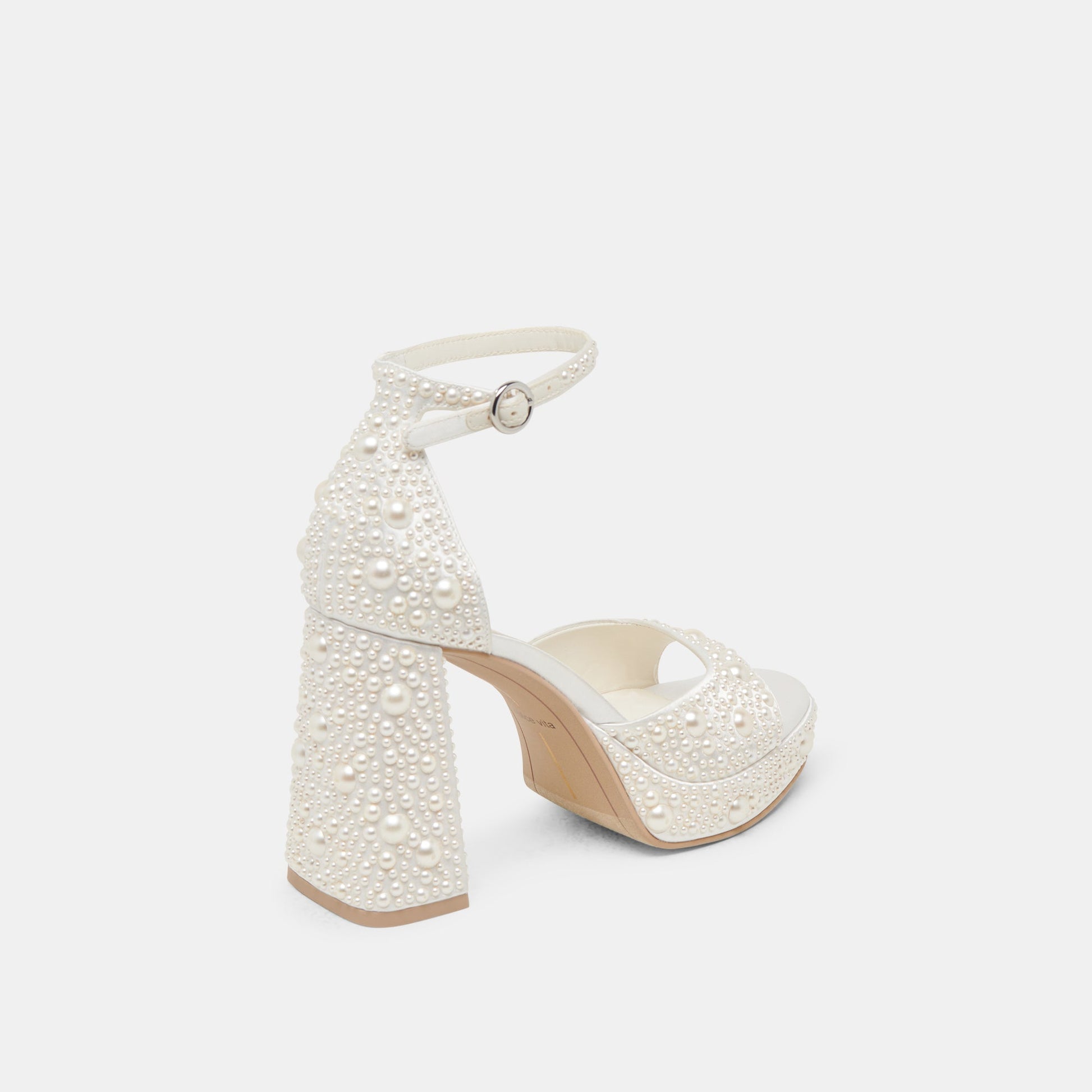 Dolce Vita PANDRO PEARL WIDE HEELS TRUE WHITE SATIN