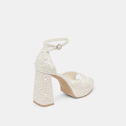 Dolce Vita PANDRO PEARL WIDE HEELS TRUE WHITE SATIN