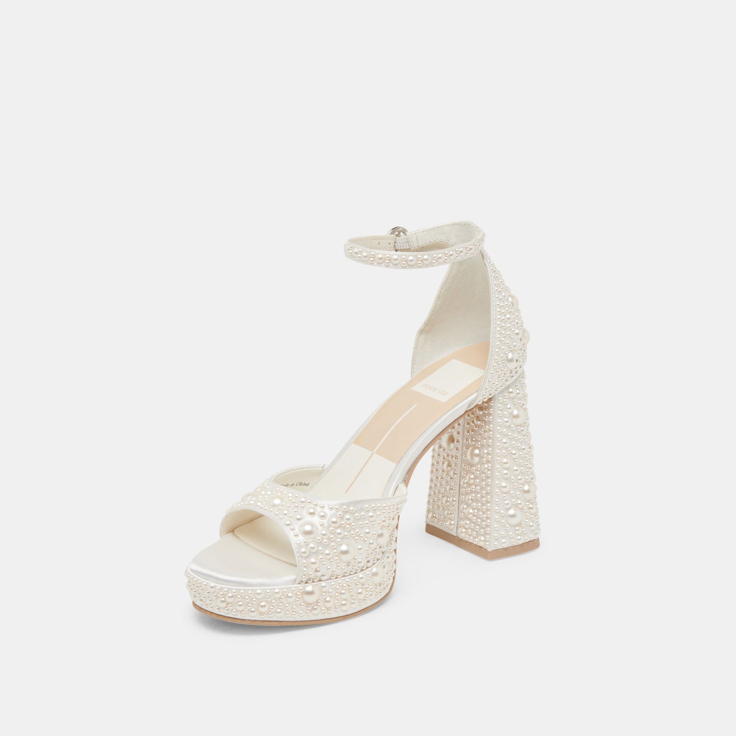 Dolce Vita PANDRO PEARL WIDE HEELS TRUE WHITE SATIN