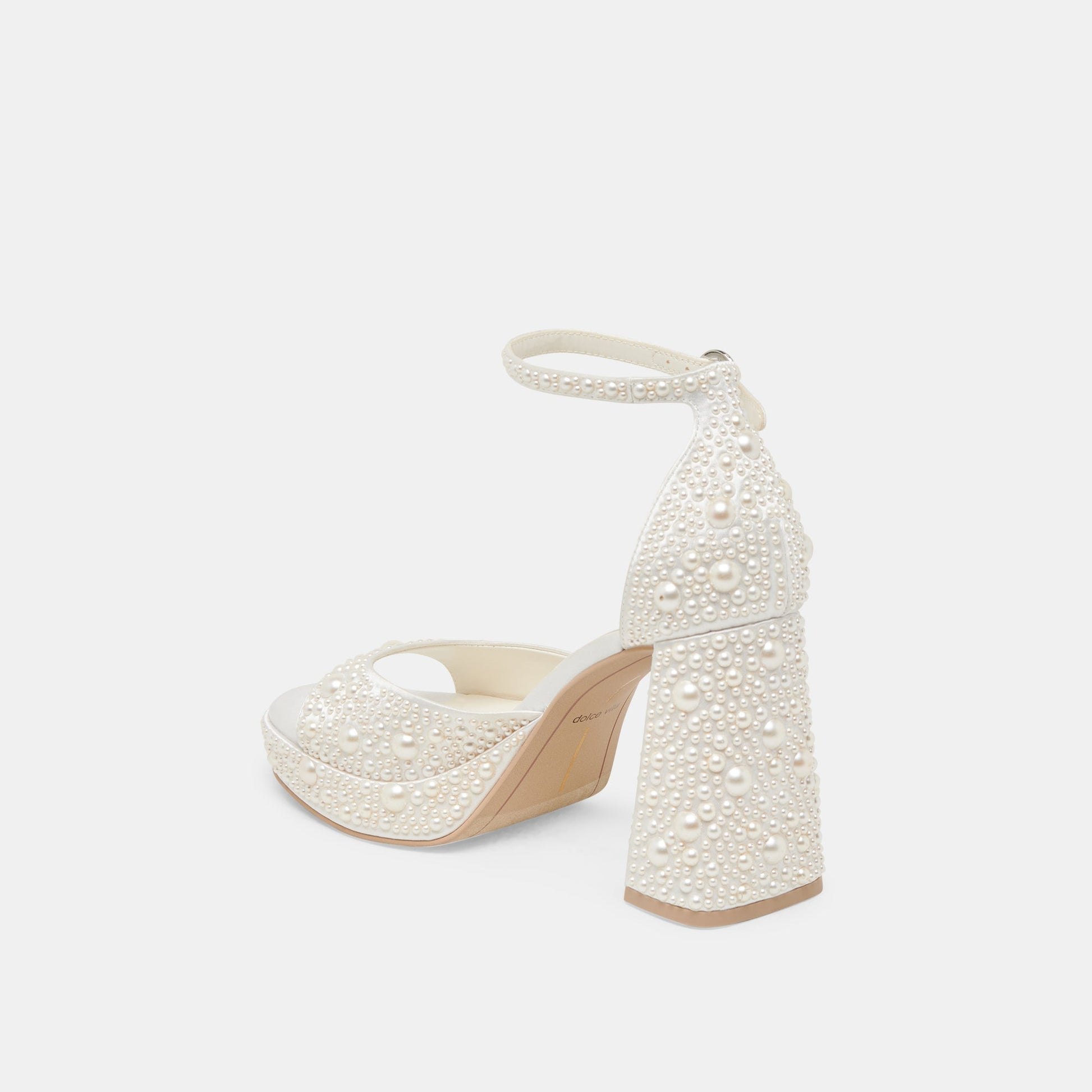 Dolce Vita PANDRO PEARL WIDE HEELS TRUE WHITE SATIN