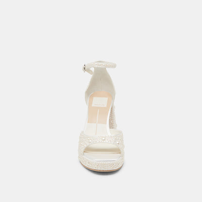Dolce Vita PANDRO PEARL WIDE HEELS TRUE WHITE SATIN