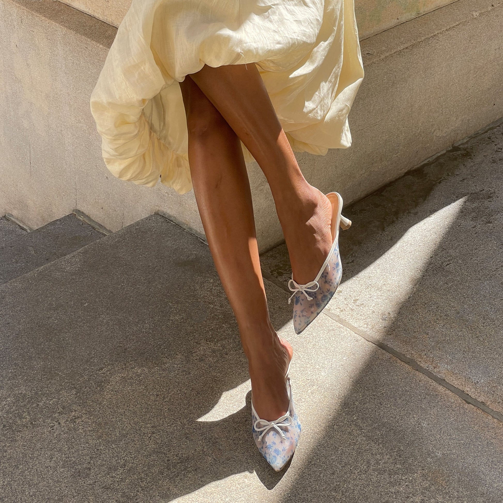 Dolce Vita Cleo Blue Floral Mesh Heels