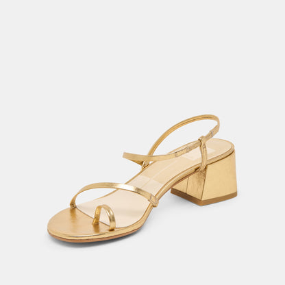 Dolce Vita Trini Gold Leather Heels