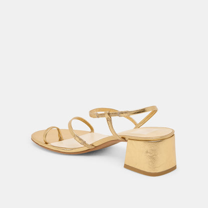 Dolce Vita Trini Gold Leather Heels