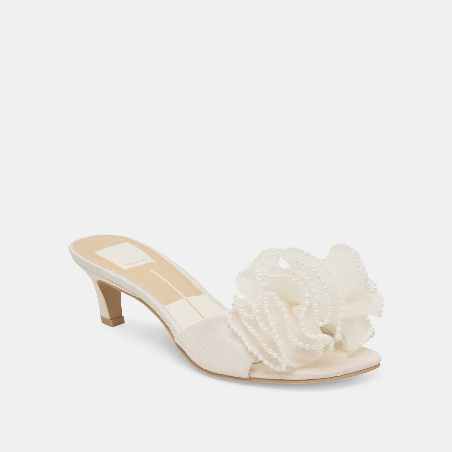 Dolce Vita NARITA PEARL HEELS OFF WHITE SATIN