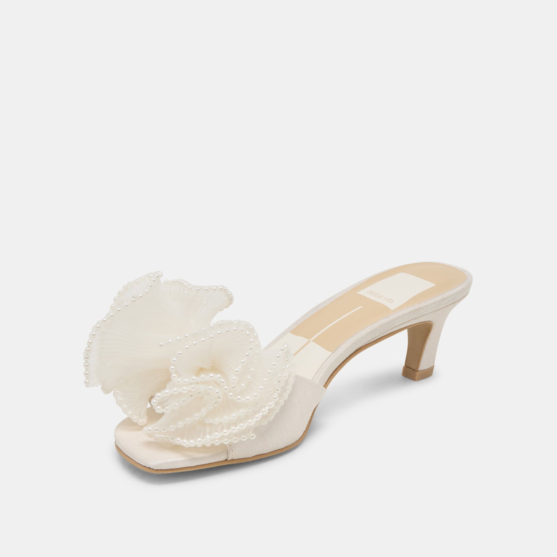 Dolce Vita NARITA PEARL HEELS OFF WHITE SATIN