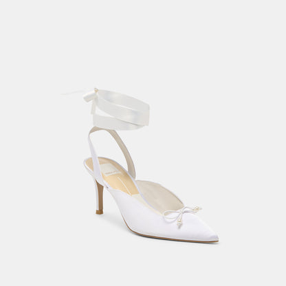 Dolce Vita Efora True White Satin Heels