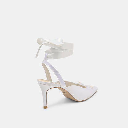 Dolce Vita Efora True White Satin Heels