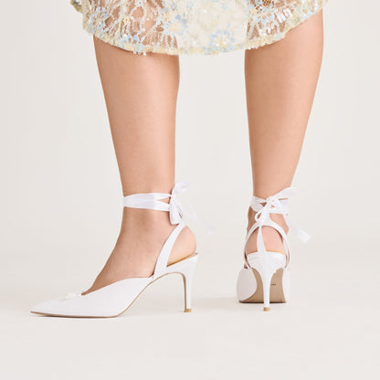 Dolce Vita Efora True White Satin Heels