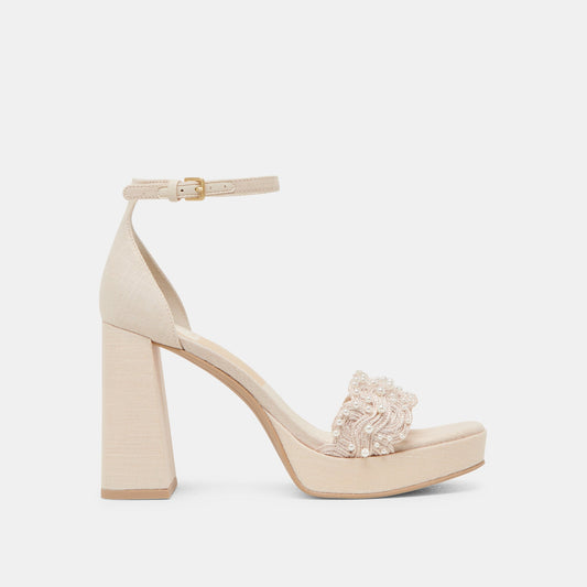 Dolce Vita PELTIN PEARL HEELS VANILLA WOVEN RAFFIA
